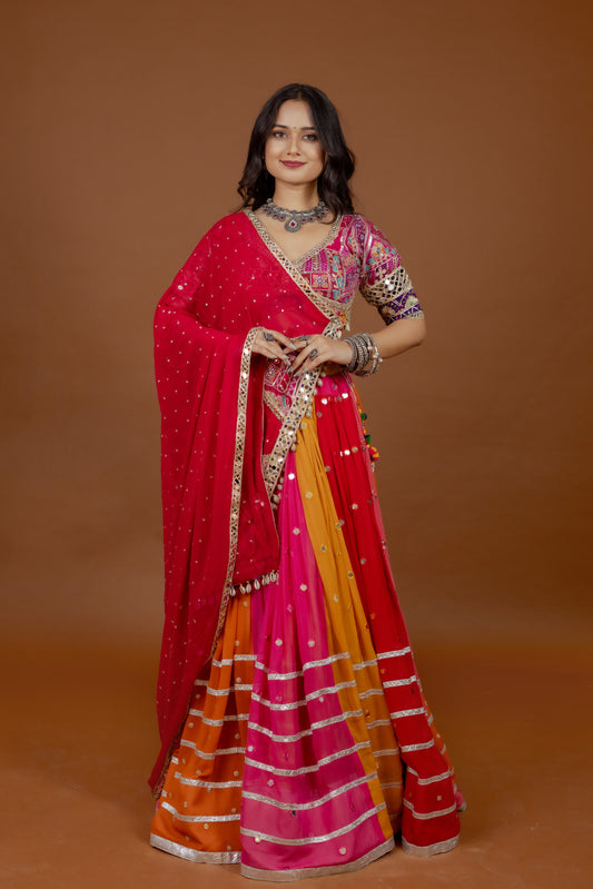 Multi-Shade Georgette Chaniya Choli Ensemble