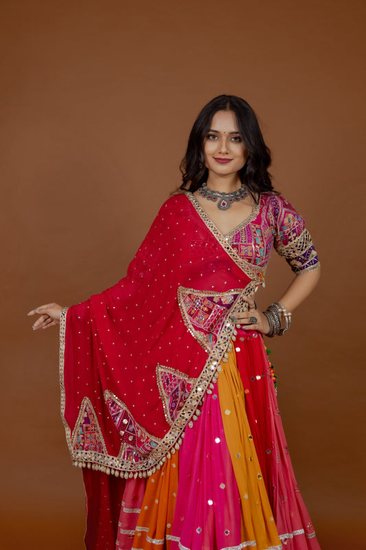 Multi-Shade Georgette Chaniya Choli Ensemble