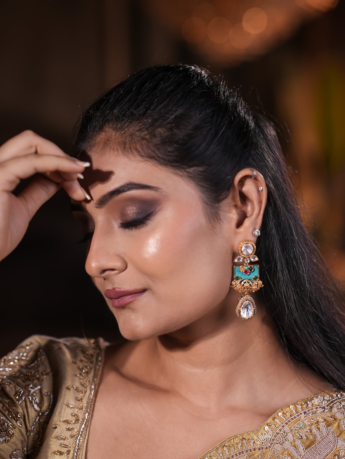 Golden Kanjivaram Silk Saree with Heritage Jardosi & Kardana Work