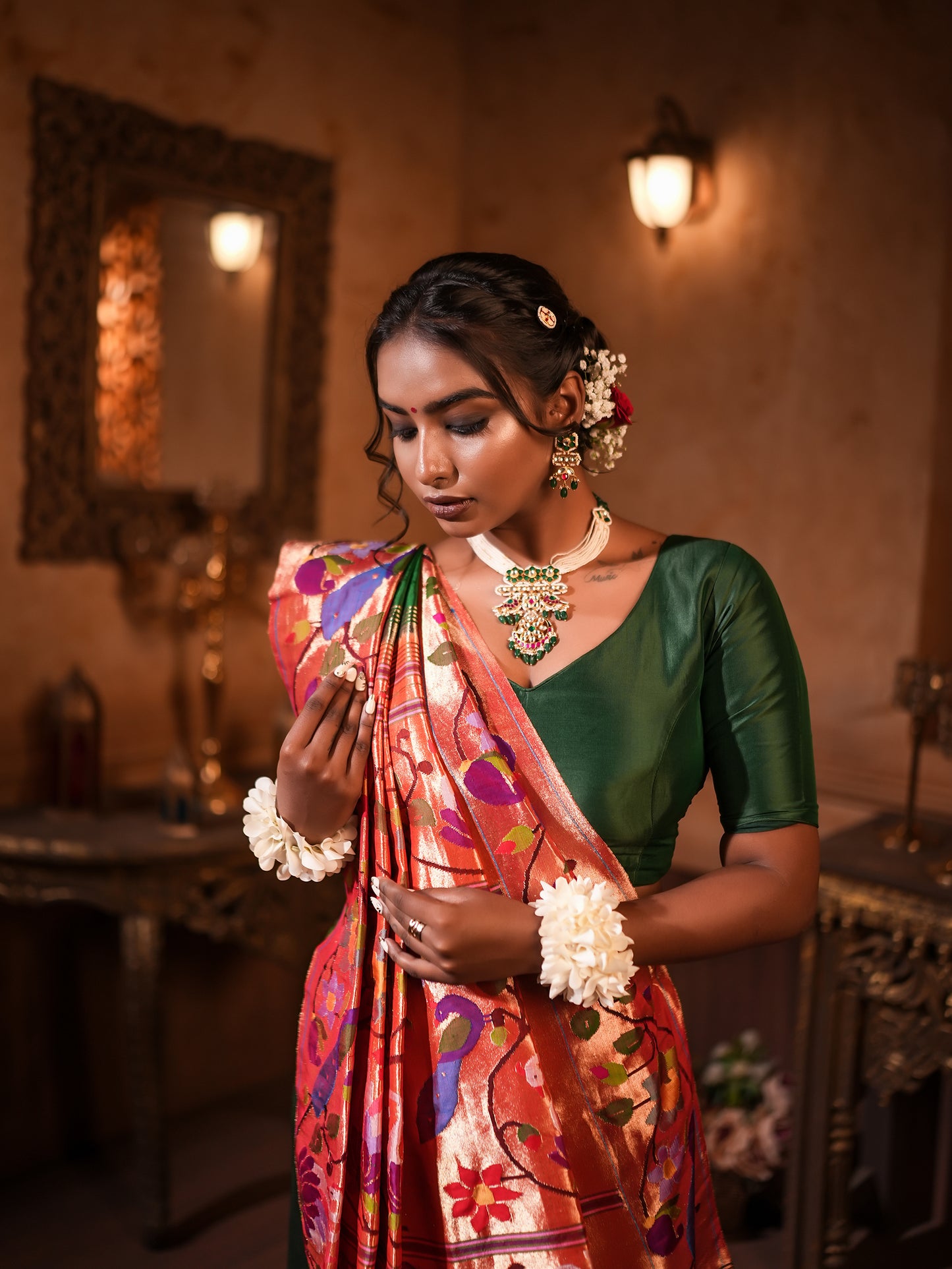 Kanjivaram Silk Saree with Exquisite Jardosi & Gotapati Work