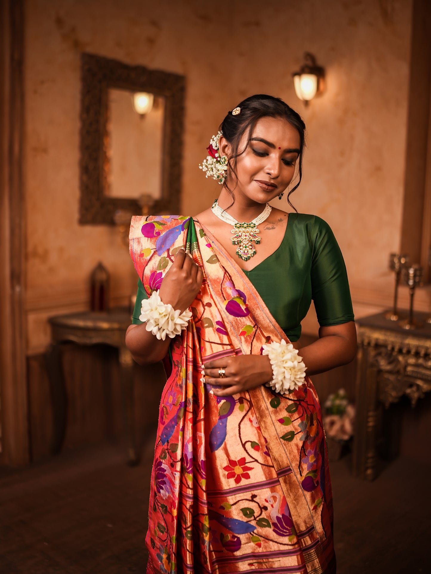 Kanjivaram Silk Saree with Exquisite Jardosi & Gotapati Work