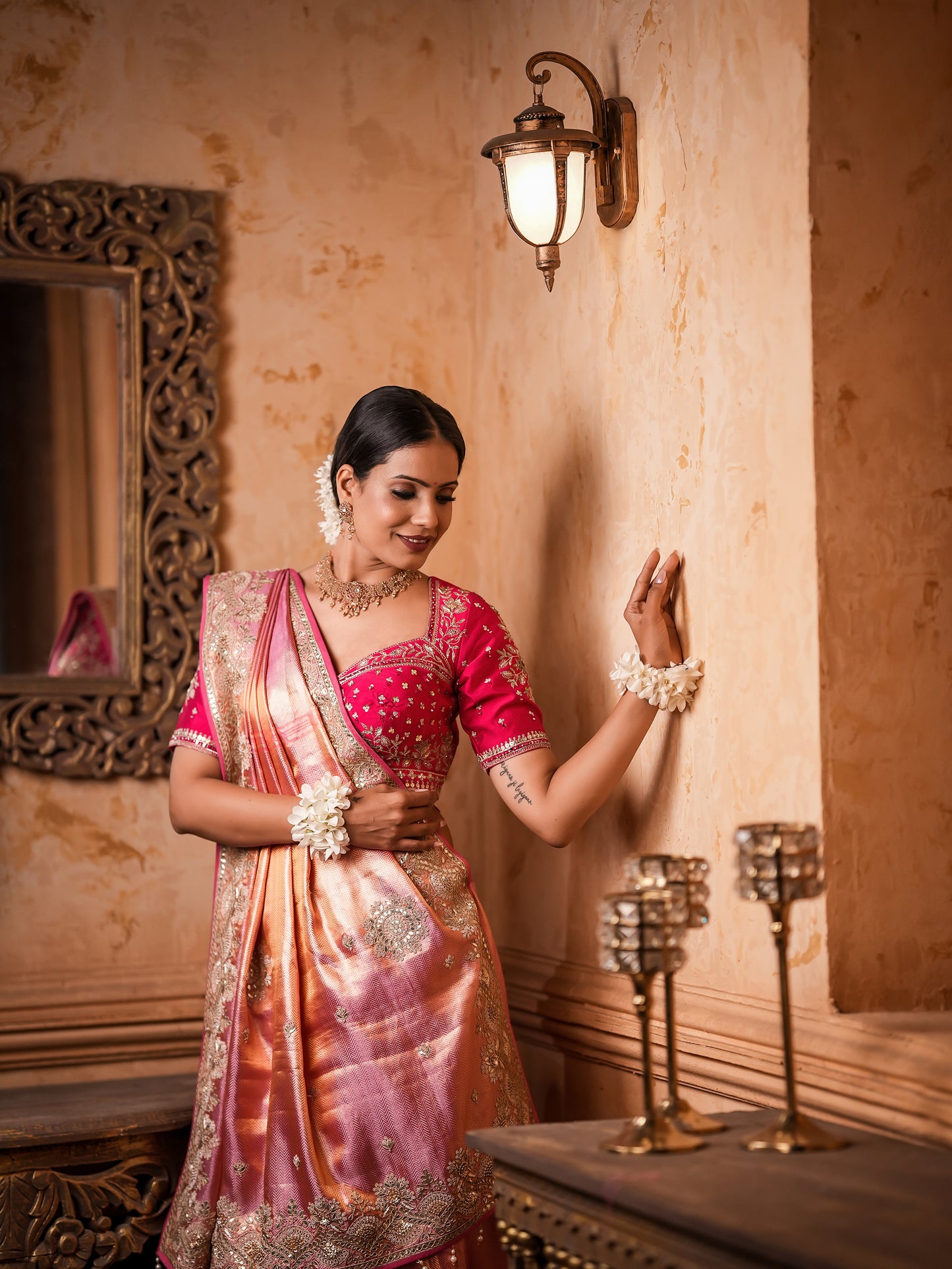 Elegant Kanjivaram Silk Saree with Intricate Jardosi & Gotapati Work