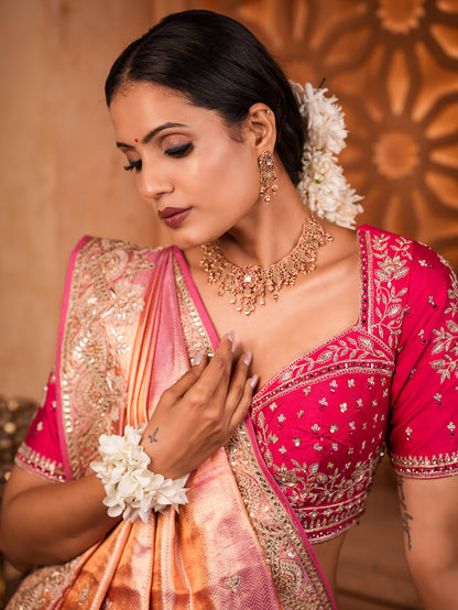 Elegant Kanjivaram Silk Saree with Intricate Jardosi & Gotapati Work