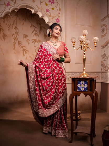 Royal Satin Silk Saree with Exquisite Jardosi Work