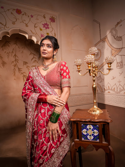 Royal Satin Silk Saree with Exquisite Jardosi Work