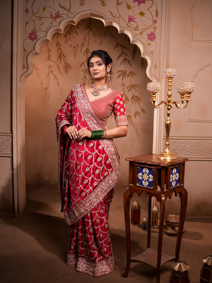 Royal Satin Silk Saree with Exquisite Jardosi Work