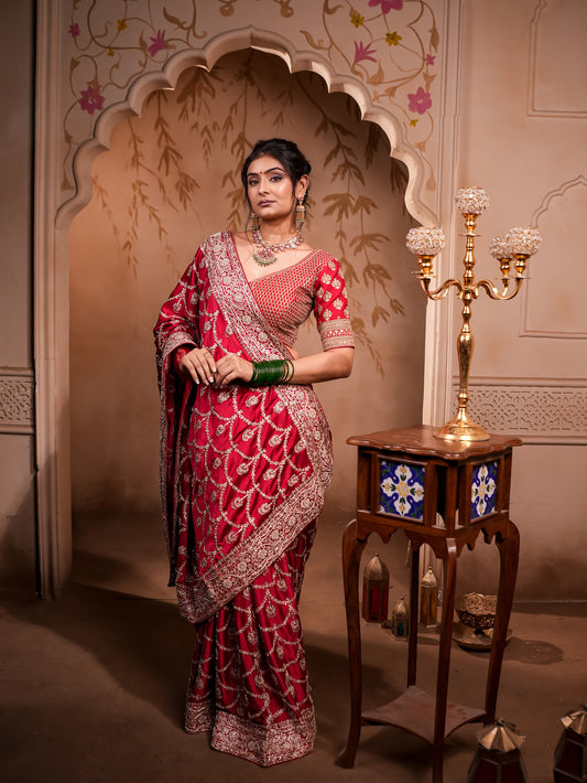 Royal Satin Silk Saree with Exquisite Jardosi Work
