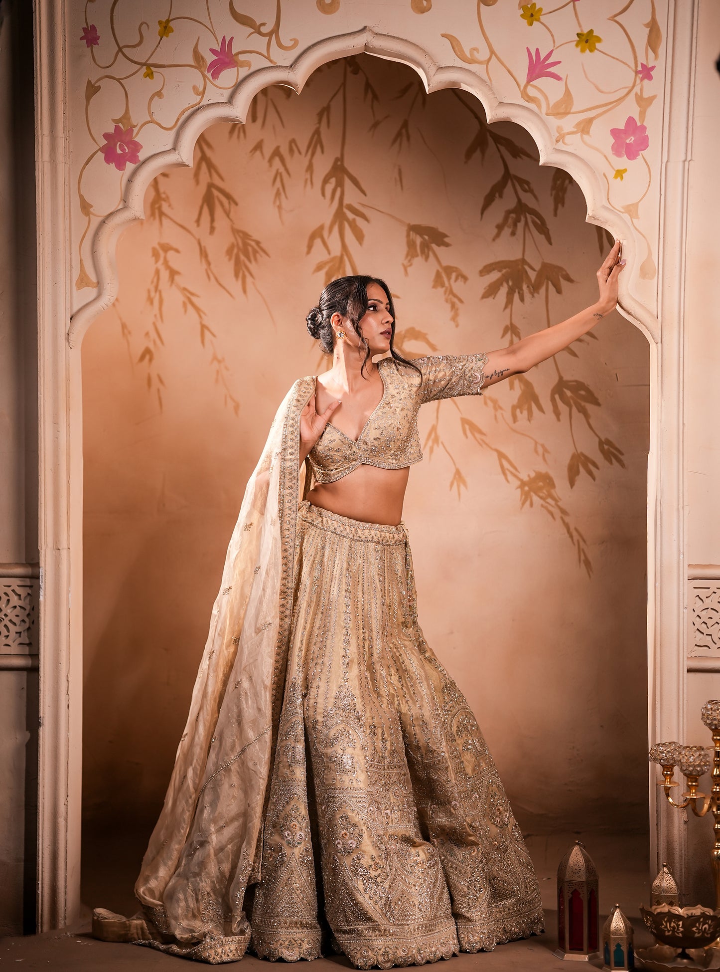 Elegant Tissue Silk Lehenga with Tanchoi & Kardana Work – Stitched Blouse & Single Dupatta