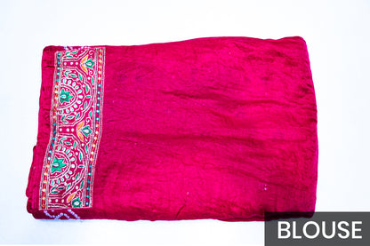 Rani Pink Gaji Silk Saree with Intricate Ghar Chola Work