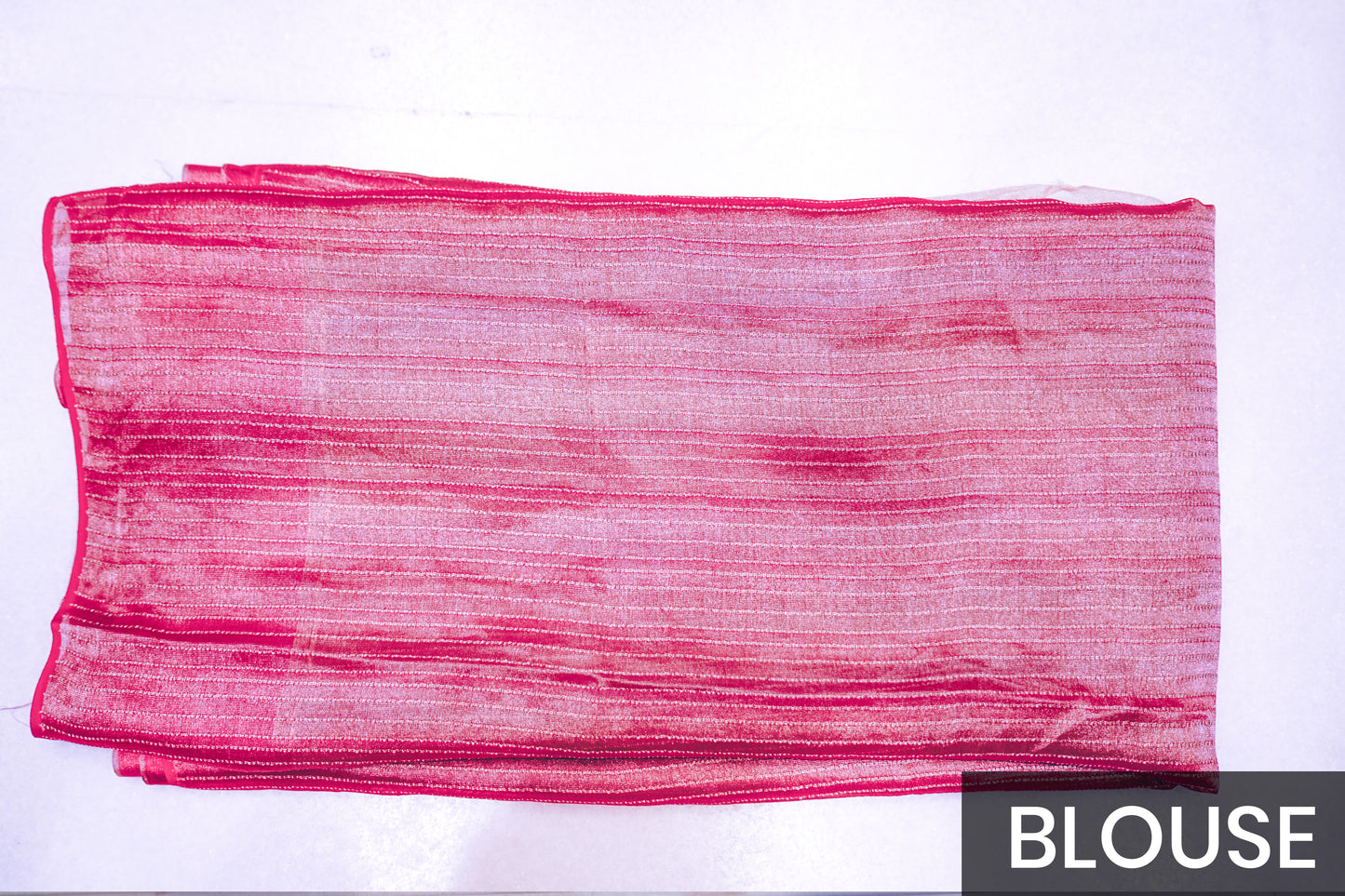 Vibrant Stripe Weave Chiffon Saree with Rich Pink Border