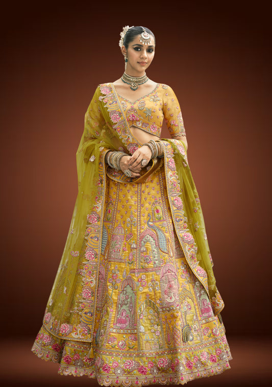 Elegant Tissue Silk Lehenga Set with Sequin & Thread Embroidery