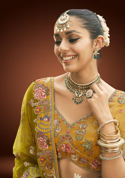 Elegant Tissue Silk Lehenga Set with Sequin & Thread Embroidery