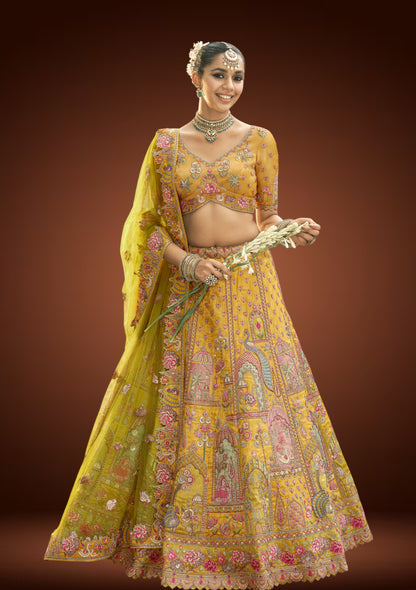 Elegant Tissue Silk Lehenga Set with Sequin & Thread Embroidery