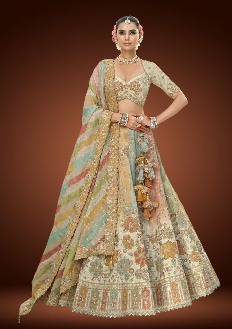 Graceful Tissue Silk Lehenga Set with Sequin & Thread Embellishments