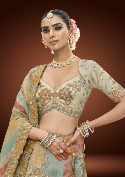 Graceful Tissue Silk Lehenga Set with Sequin & Thread Embellishments