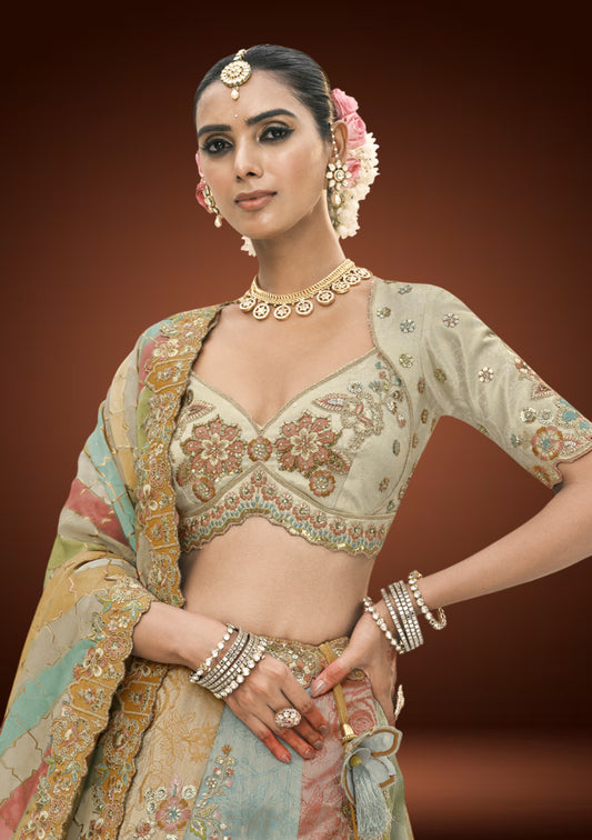 Graceful Tissue Silk Lehenga Set with Sequin & Thread Embellishments