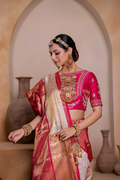 Royal Fuchsia Pure Tissue Kanjivaram Saree